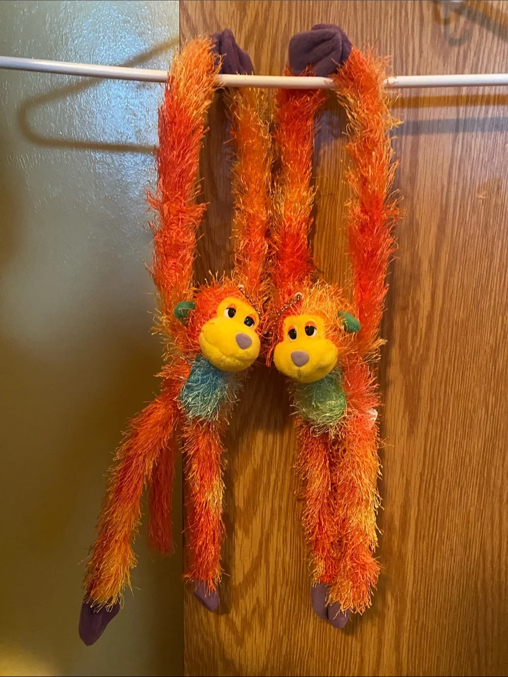 Monkey Plushy Keychains with Velcro Hands and Feet. 2 for 1 price